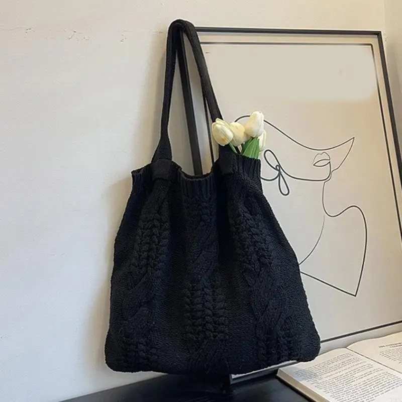 

Versatile Hollow Mesh Shoulder BagWomen's Knitted Tote Bag for Various Occasions 20CA