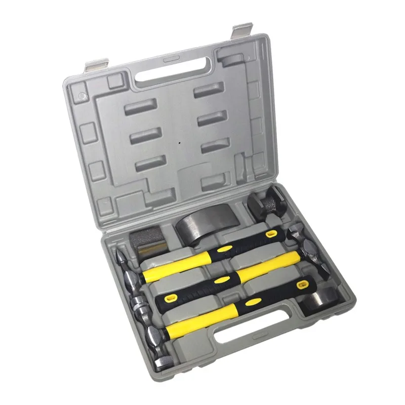 7Pcs Auto Body Repair Hammer Dolly Set Automotive Sheet Metal Forming Panel Beating Tool Kit