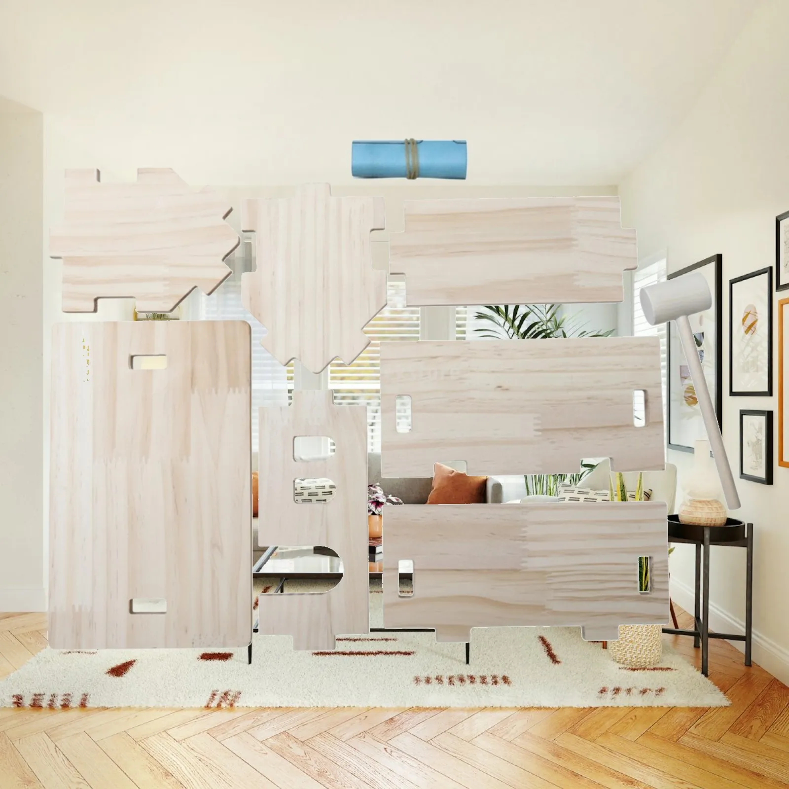 DIY House Kit with Hammer Unfinished Toy Hands-on for Woodworking Practice