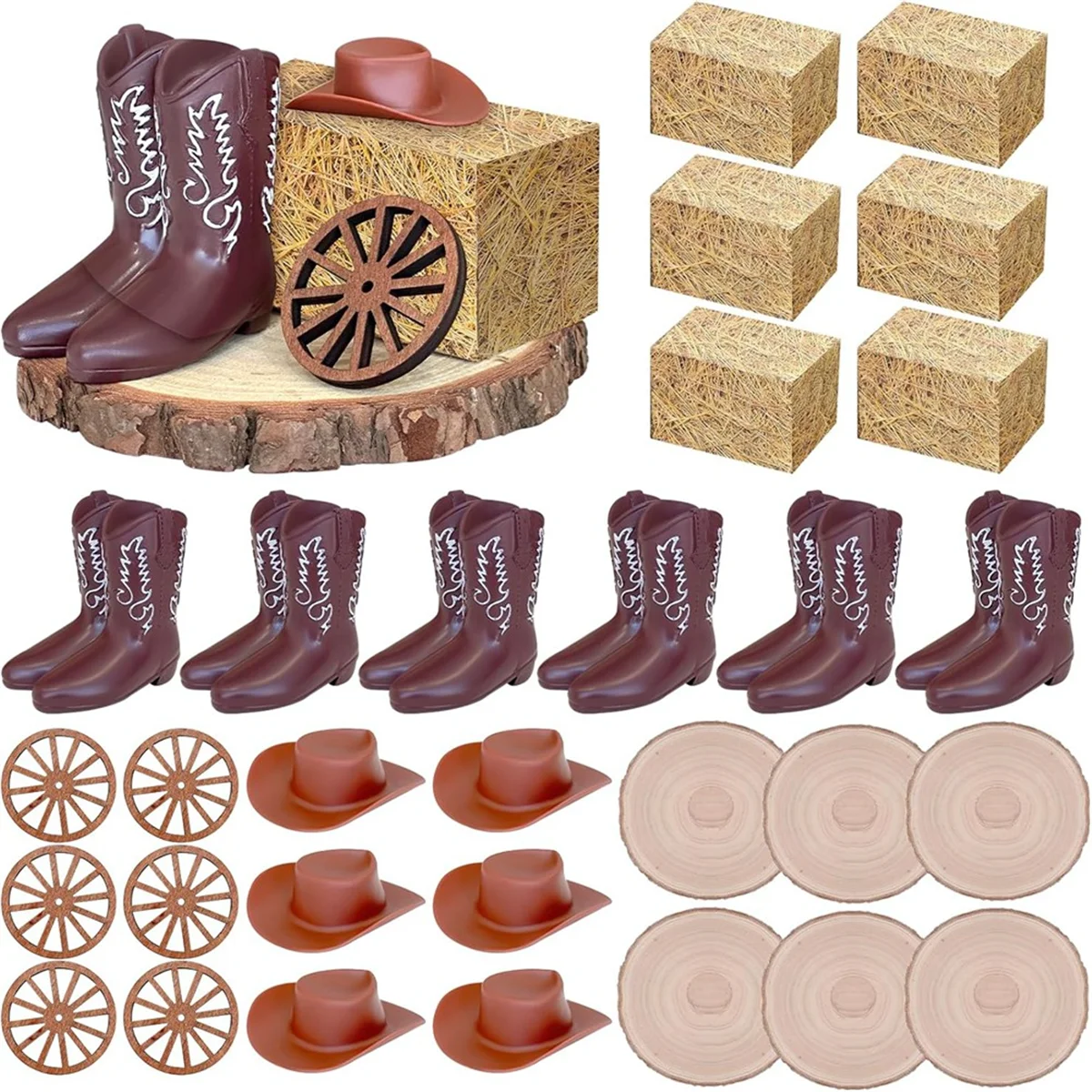 2025+ 30 Pcs Western Cowboy Party Boot Centerpieces for Tables for Wedding Birthday Vintage Ornament Decor