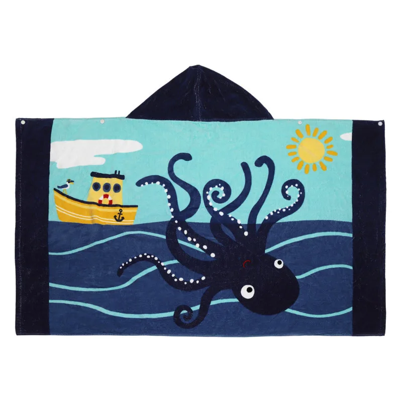 All season hot selling Kids Beach Towel Poncho Sided Animal Pattern Bath Towel Kids Baby Beach Hooded Towel