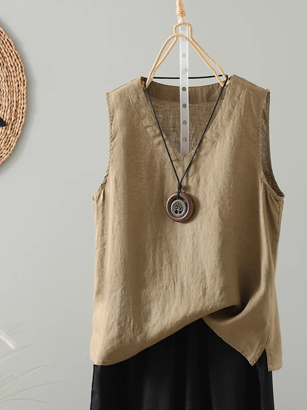 레트로 한한마 민소매 스트랩 베스트 여성용 이너 여름 오버헤드 베이스 셔츠 솔리드 캐주얼 다용도 슬리밍 탑
