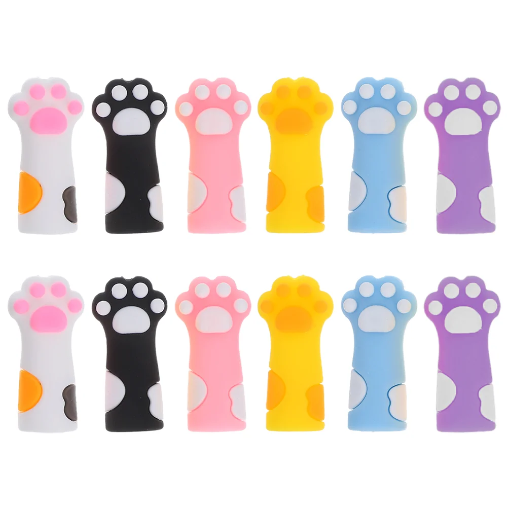 12 Pcs Cat Paw Pencil Cap Tip Protector Cartoon Caps Lead Pencils Point Guard Topper Decoation Cover Case Toppers