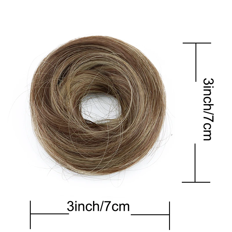 Postizo de moño despeinado con elástico sintético, rizado, negro, rubio, castaño, rodete, cinta, dona para mujer, cabello falso 3