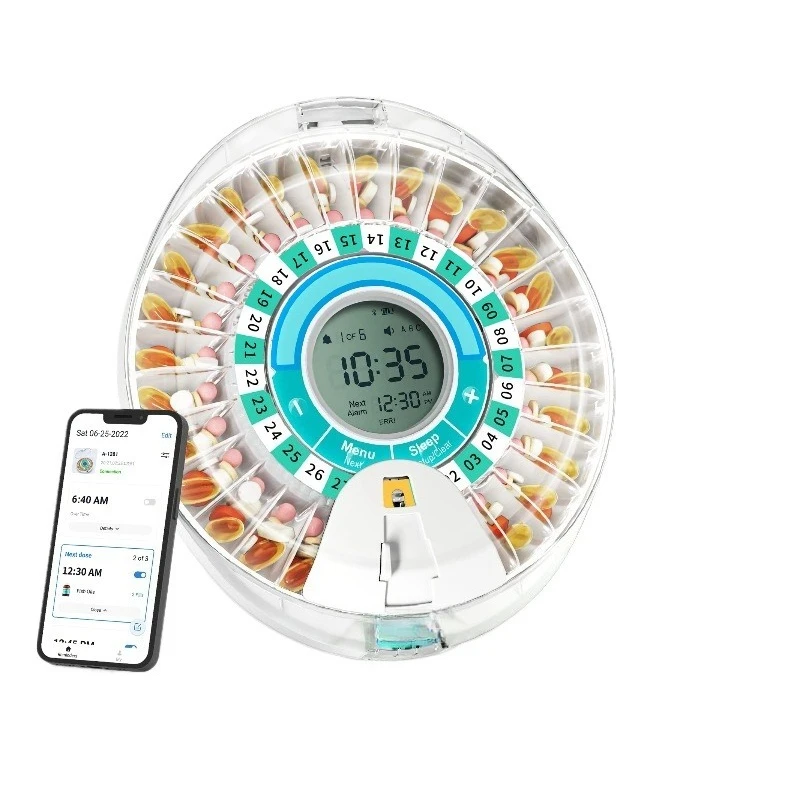 

Bluetooth smart electronic medicine box medicine reminder 28-grid automatic turntable timing alarm clock medicine sub-packaging