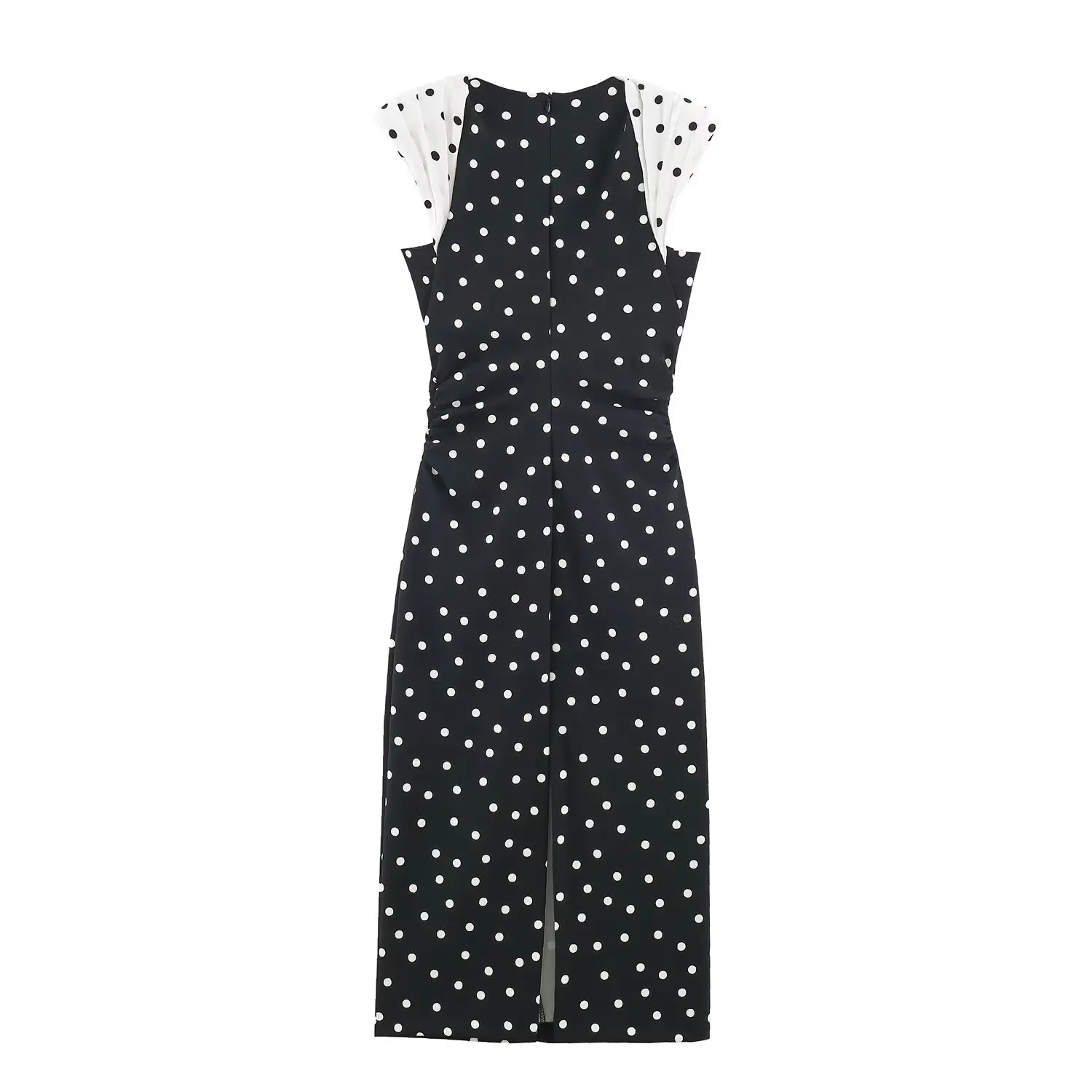 TFMLN Modisches Damenkleid mit Punkten 2026 Elegantes Ärmelloses Patchwork-Partykleid Vintage Damen Freizeitkleid mit Reißverschluss am Rücken – Detail 3