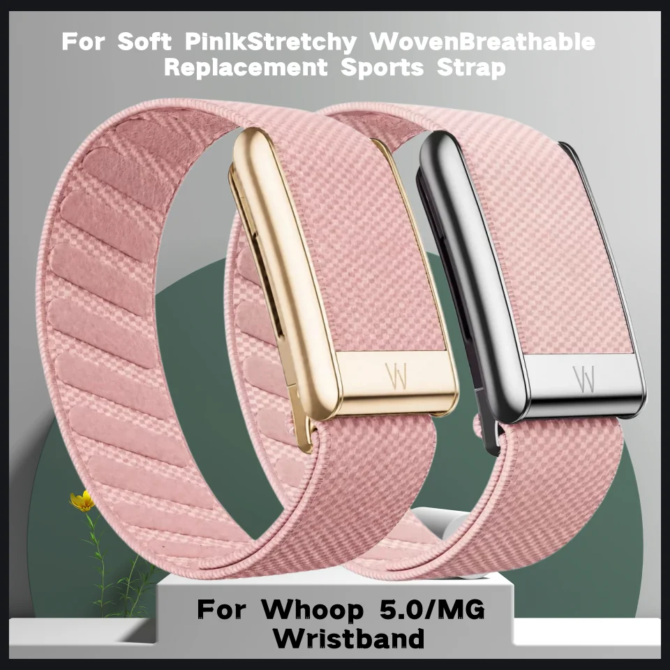 NEW Soft Pink Adjustable Stretchy Woven Nylon Sport Replacement Strap Wristband For Whoop 5.0/MG Fitness Tracker Accessories