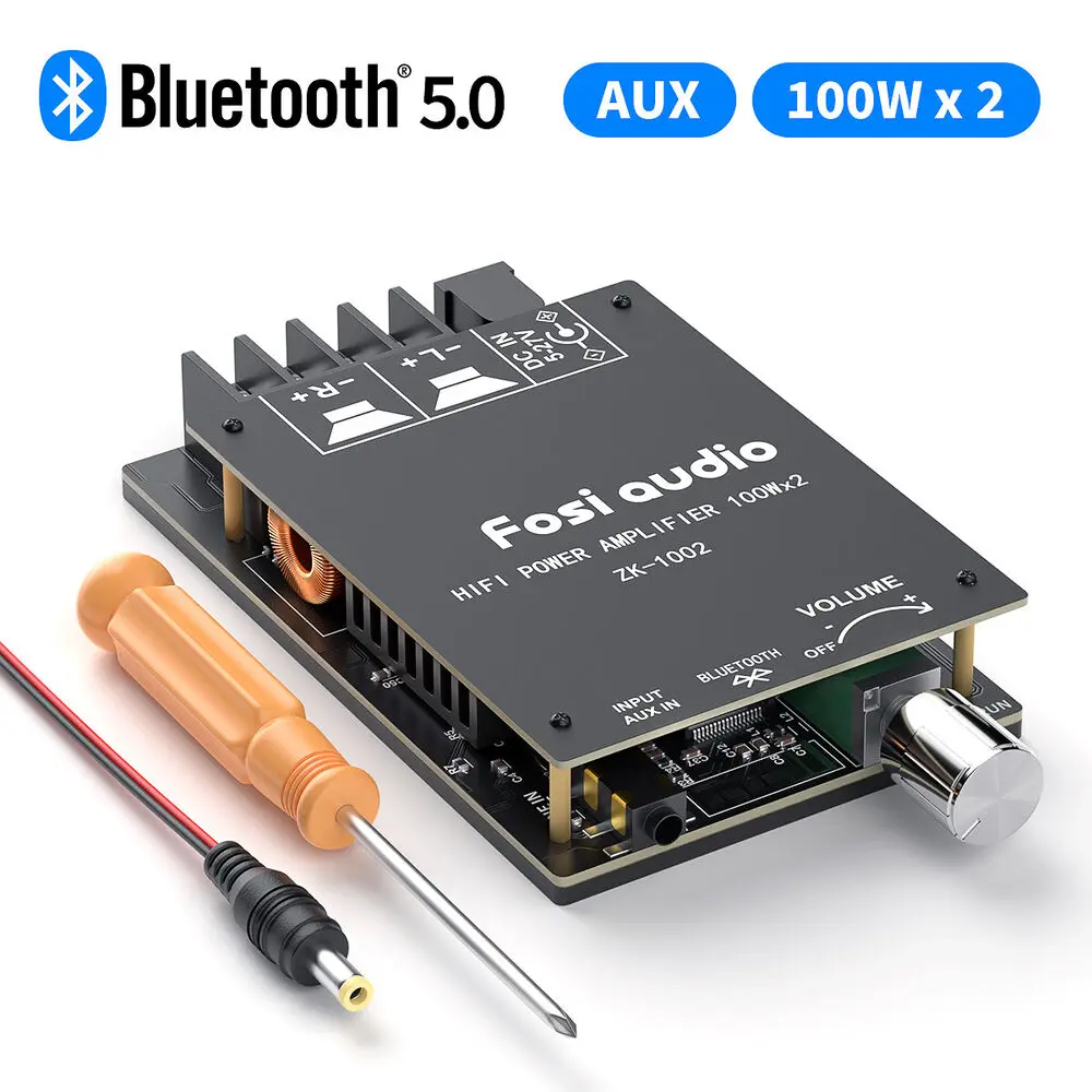 

Fosi Audio ZK-1002 Bluetooth Stereo Audio Receiver Amplifier Board Mini Amp 200W