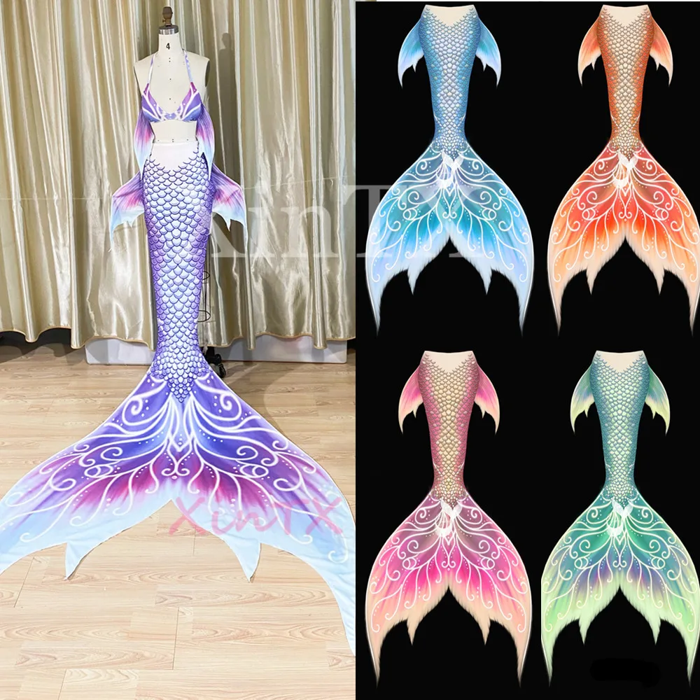 NEW!HD Printing Big Mermaid Tail Adult Women Diving Show Beach Costume For Photo Shooting Aquarium Swimming Suit For Adults