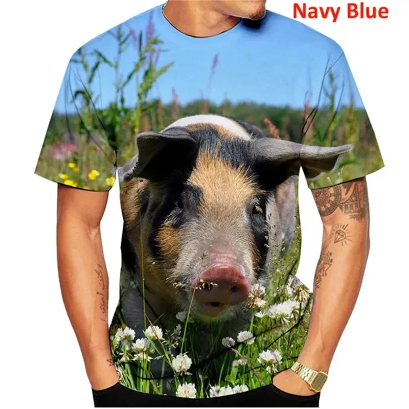 Men 3D Print Funny Anime Pig Graphic T Shirts Cute Pig T-shirt Womens Clothing Summer Fun Short Sleeve Harajuku Street Tee Tops