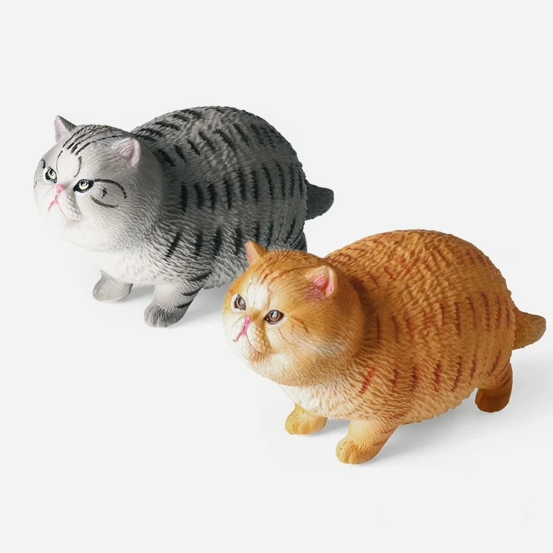 Solid animal fat cat model short-haired yellow cast grey cat desktop ornament home decoration