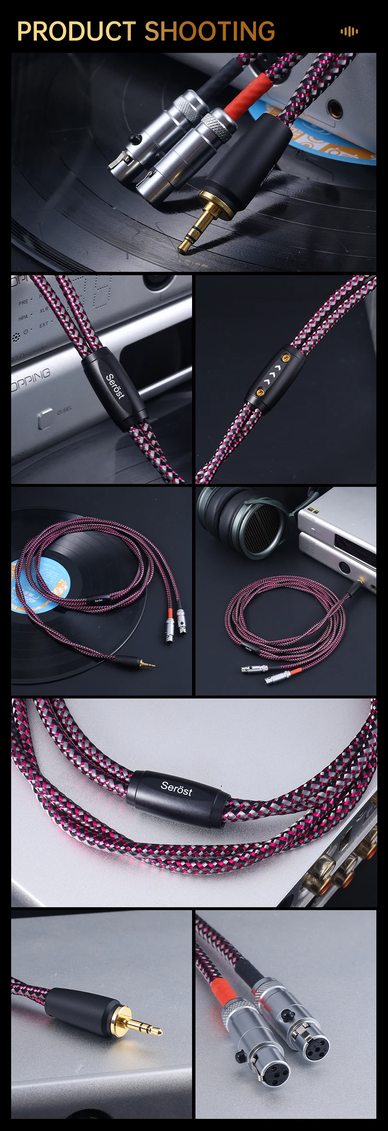 Serost Moon HIFI Audio-Kopfhörerkabel mit zwei Mini-4-Pin-XLR-Buchsen und Optionen für Typ-C, 3,5 mm, 4,4 mm, 6,5 mm, 4-Pin-XLR-Stecker. – Detail 9