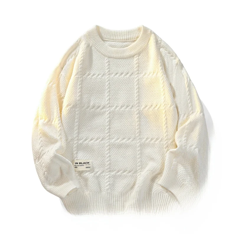 

Мужской вязаный свитер с круглым вырезом, утолщенный, повседневный, однотонный, зимний, модный, премиум-класса, свободного кроя, из высококачественной шерсти