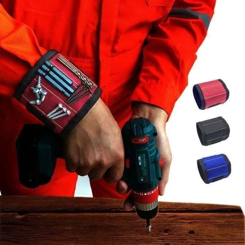 Suporte de ferramenta de pulseira magnética forte para eletricista carpinteiro unhas parafusos armazenamento multi bolso trabalho pulseira organizador novo