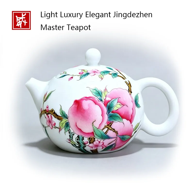 Jingdezhen Master Teapot Light Luxury Elegant Ceramic Handmade Porcelain Tea Pot for Home Tea Ware