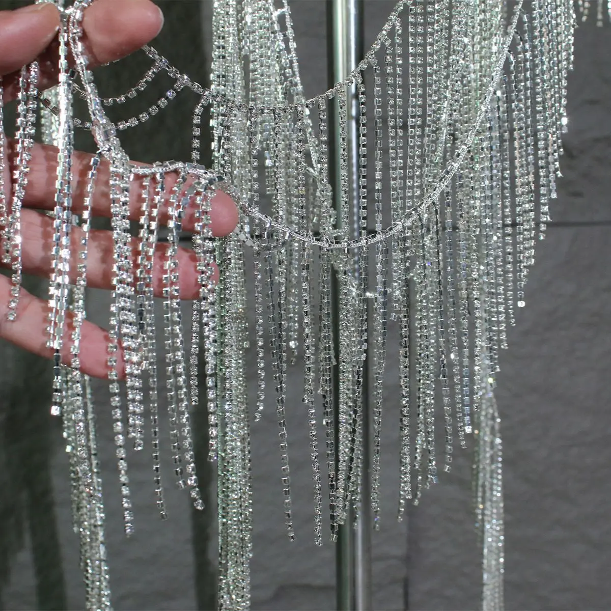 كريستال الترتر شرابة سلسلة حجر الراين أداء زي DIY بها بنفسك مخيط يدويا قلادة المواد فستان الزفاف الديكور #6