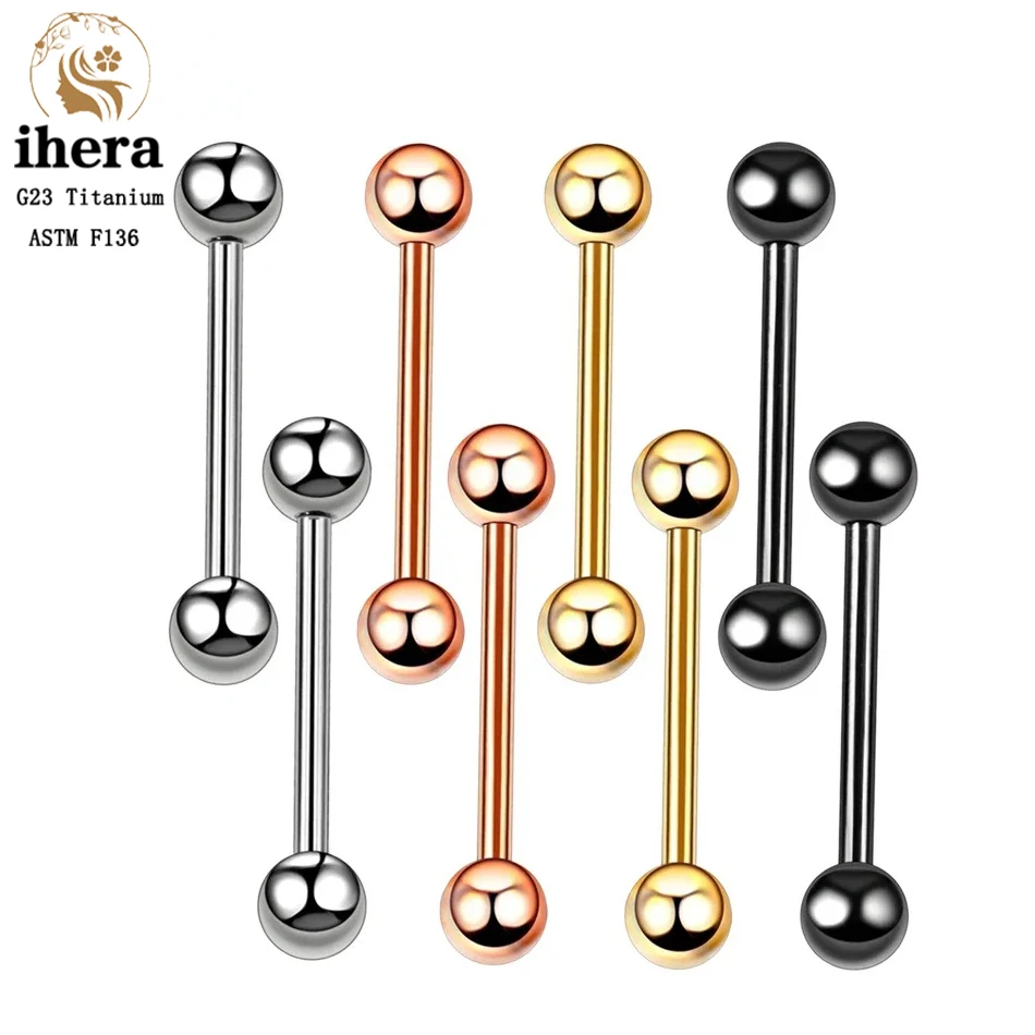 5/10PCS G23 Titanium Piercing Long Industrial Barbell Ring Tongue Nipple Bar 14G 16G Internal Thread Ear Cartilage Body Jewelry