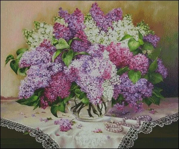 

Lilac Still life flowers Sewing Kit 18CT 16CT 14CT Unprinted Cross Stitch Kits Embroidery Art DIY Handmade Needlework Home Decor