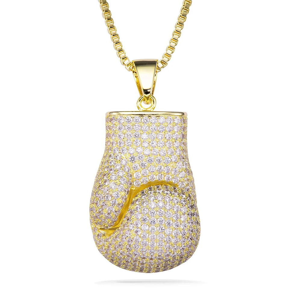 

VANAXIN Iced Out Bling Pendant Necklace Cubic Zirconia Fist Power Charm Men Fashion Hip Hop Jewelry ﻿