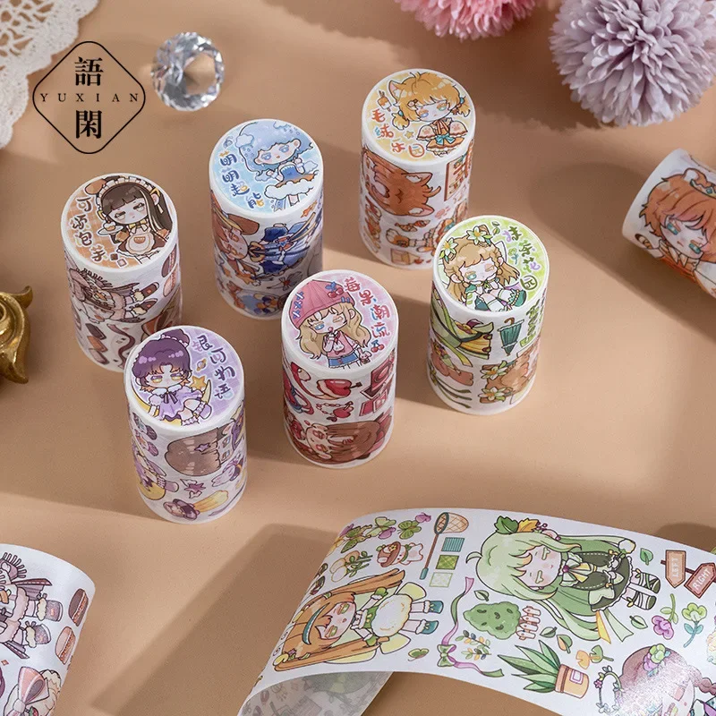 1 Roll Oil Washi Masking Tape Stickers Cute Cruise Series Cartoon Chicks Handbook DIY Material Stickers 80cmx3m