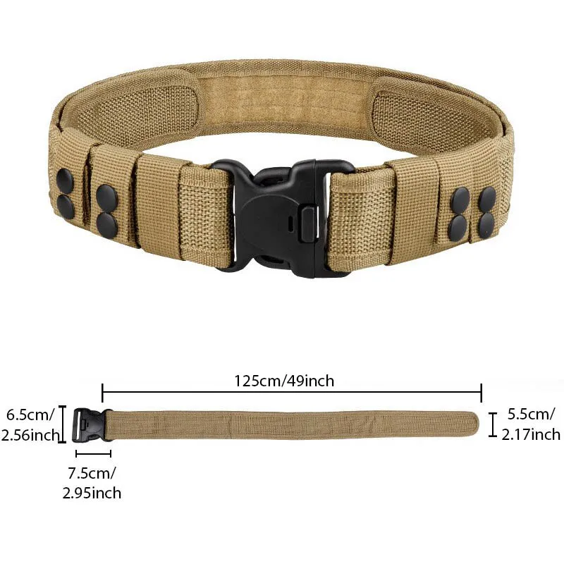 Military Tactical Belt for Men Women Outdoor Work Hiking Quick Release Plastic Buckle Polypropylene Fiber Web Webbing Waist Belt