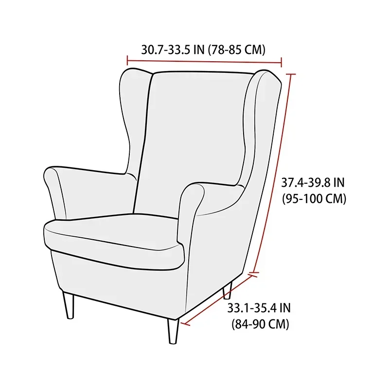 Jacquard Wing Chair Cover Stretch Elastic Nordic Armchair Covers Non Slip Solid Color Relax Sofa Slipcovers Seat Cushion Covers