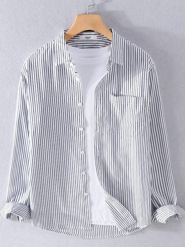 

Loose Men's Long Sve irt Casual Faion Outerwear with ket Decor High Temperature Setting Spring Youth Cotton Blend