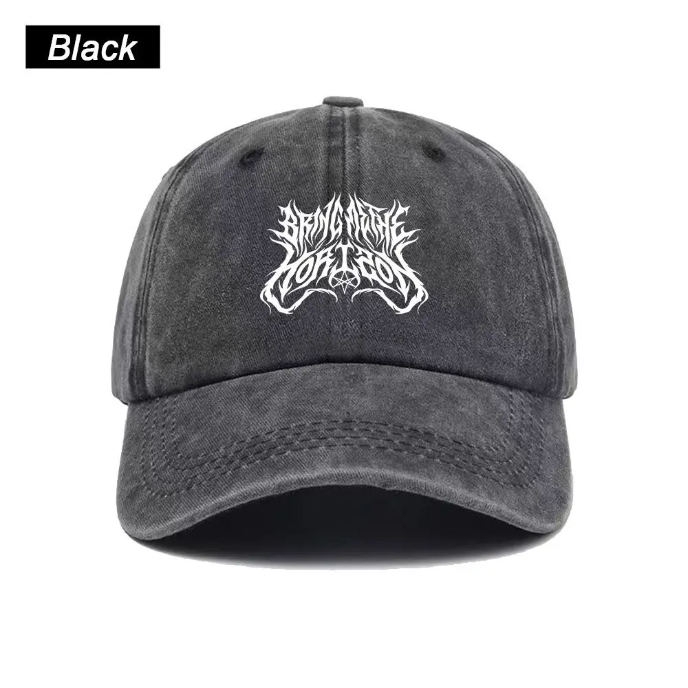 Vintage Washed Baseball Cap BMTH Bring Me The Horizons Brutal Logo Print Graphic Unisex Streetwear Casual Trucker Cotton Sun Hat