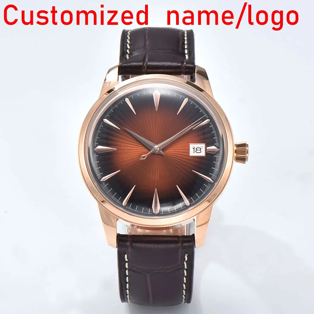 Customized logo 40.5mm watch watches for men NH35 automatic movement sapphire glass leather bracelet waterproof watch