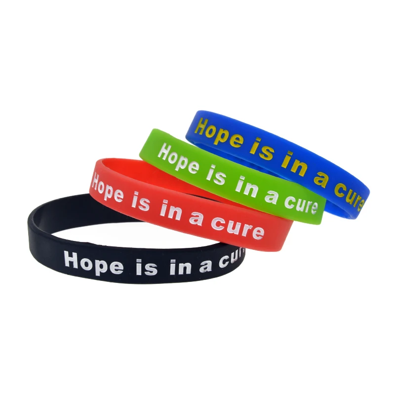 50 Pcs Diabetes Awareness Silicone Wristband Hope Is In A Cure Inspirational Bracelet Adult Size 4 Colors