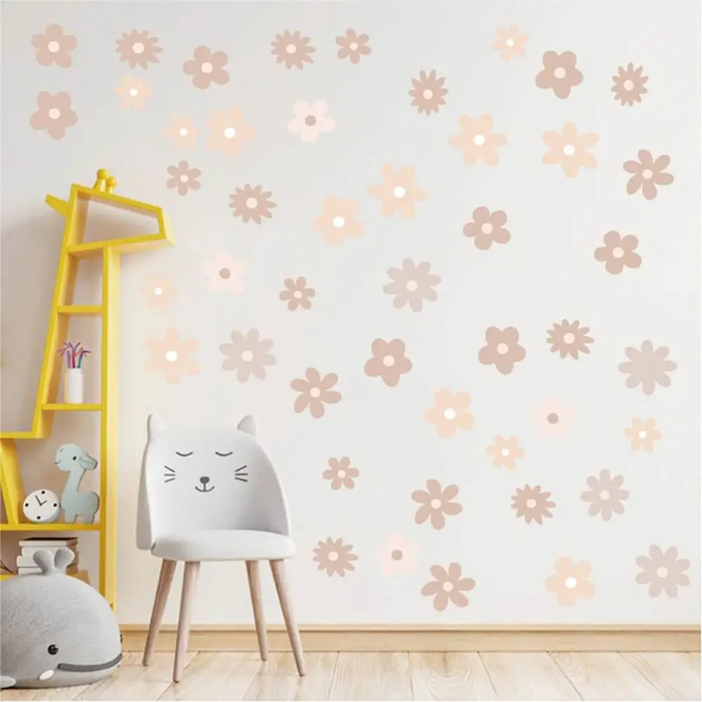 New Boho Flowers Wall Stickers Watercolor DIY Wall Art Removable PVC Decorative Decals Home Decoration