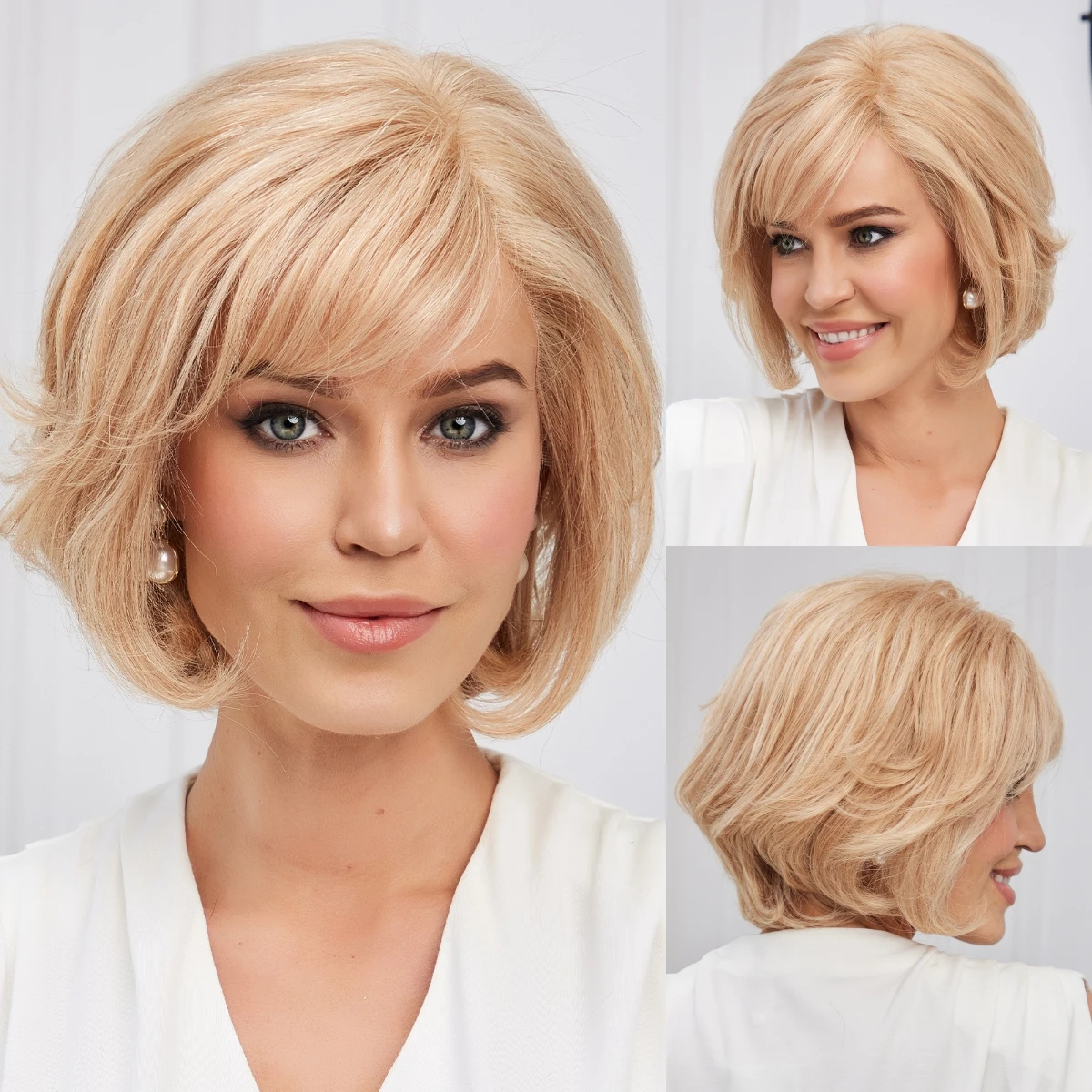 

Lace Front Human Hair Wig Dirty Blonde Short Bob Human Hair Wig for Women Glueless Remy Hair Pixie Cut Natural Layered Women Wig