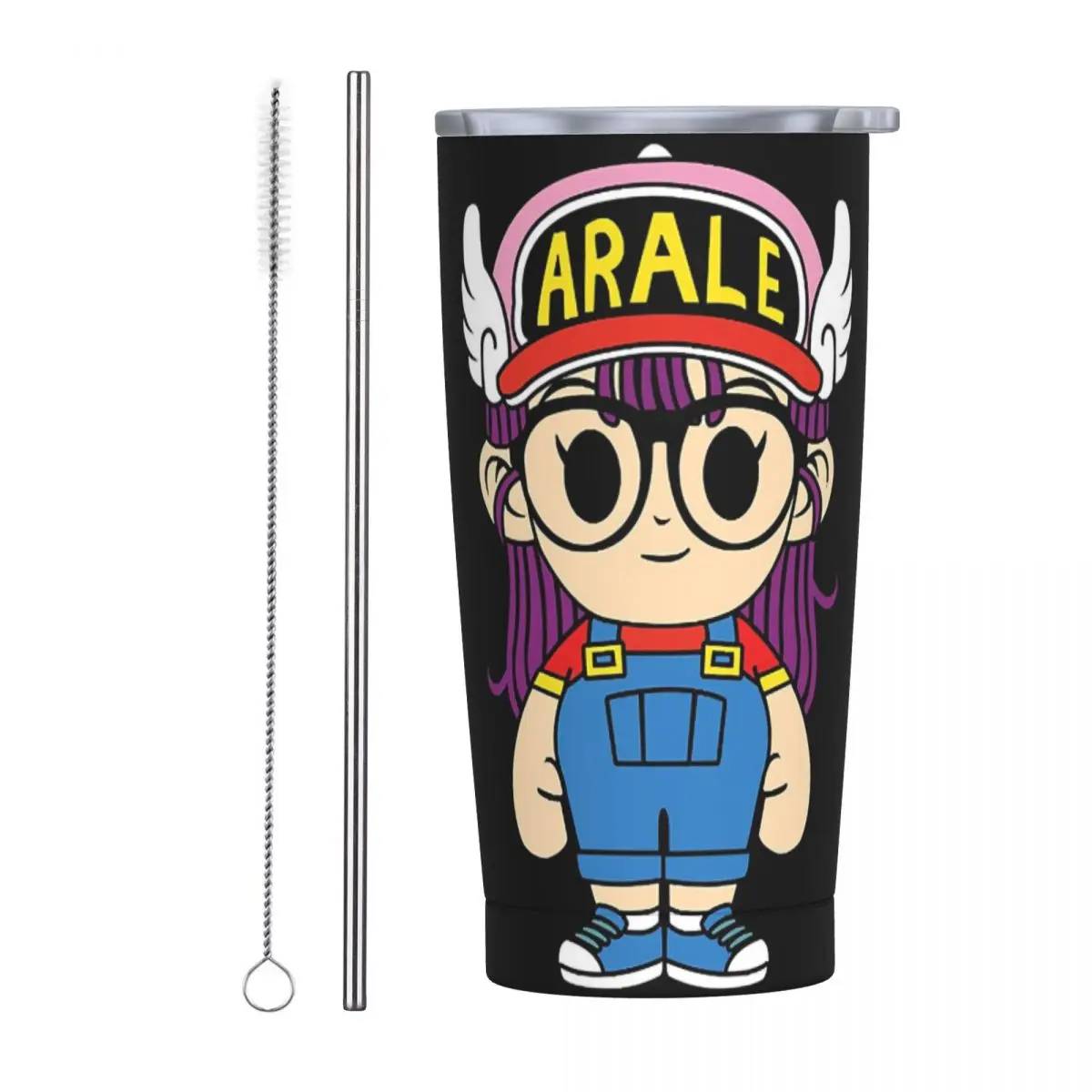 Arale Dr.Slump Stainless Steel Tumbler Vacuum Insulated Mug Thermal Cold Cups Straw With Lid 20oz