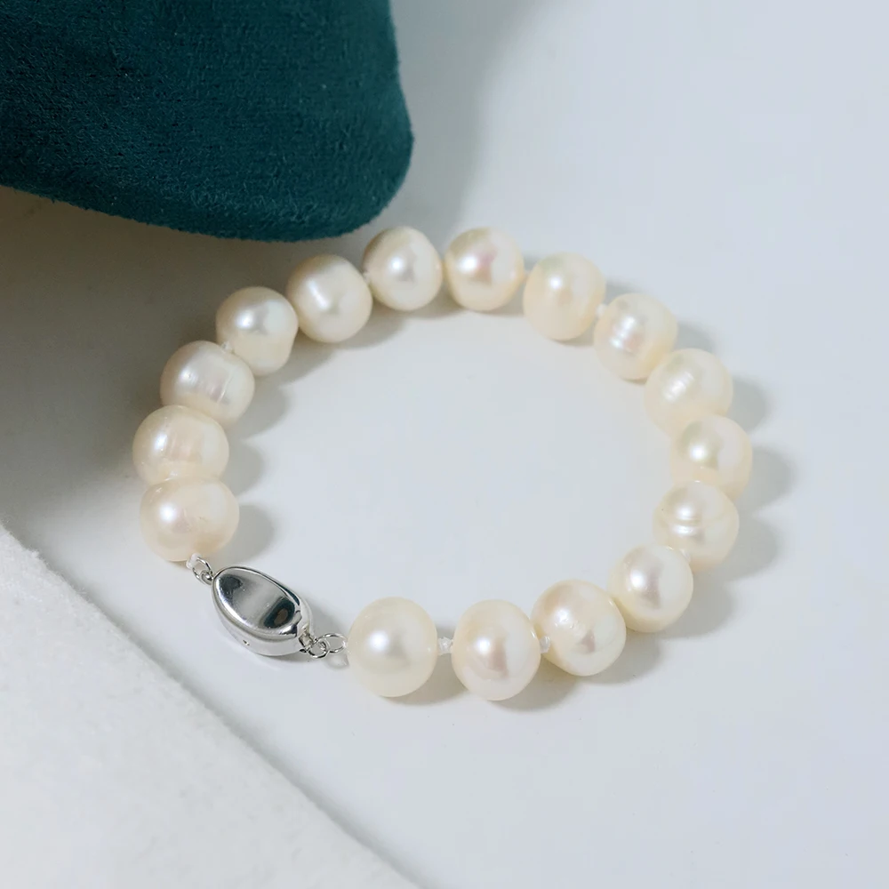 Natural Pearl 8-11mm Freshwater Pearl Jewelry 925 Sterling Silver Bracelet Jewelry Fashion Women's and Girls' Gifts GB1153