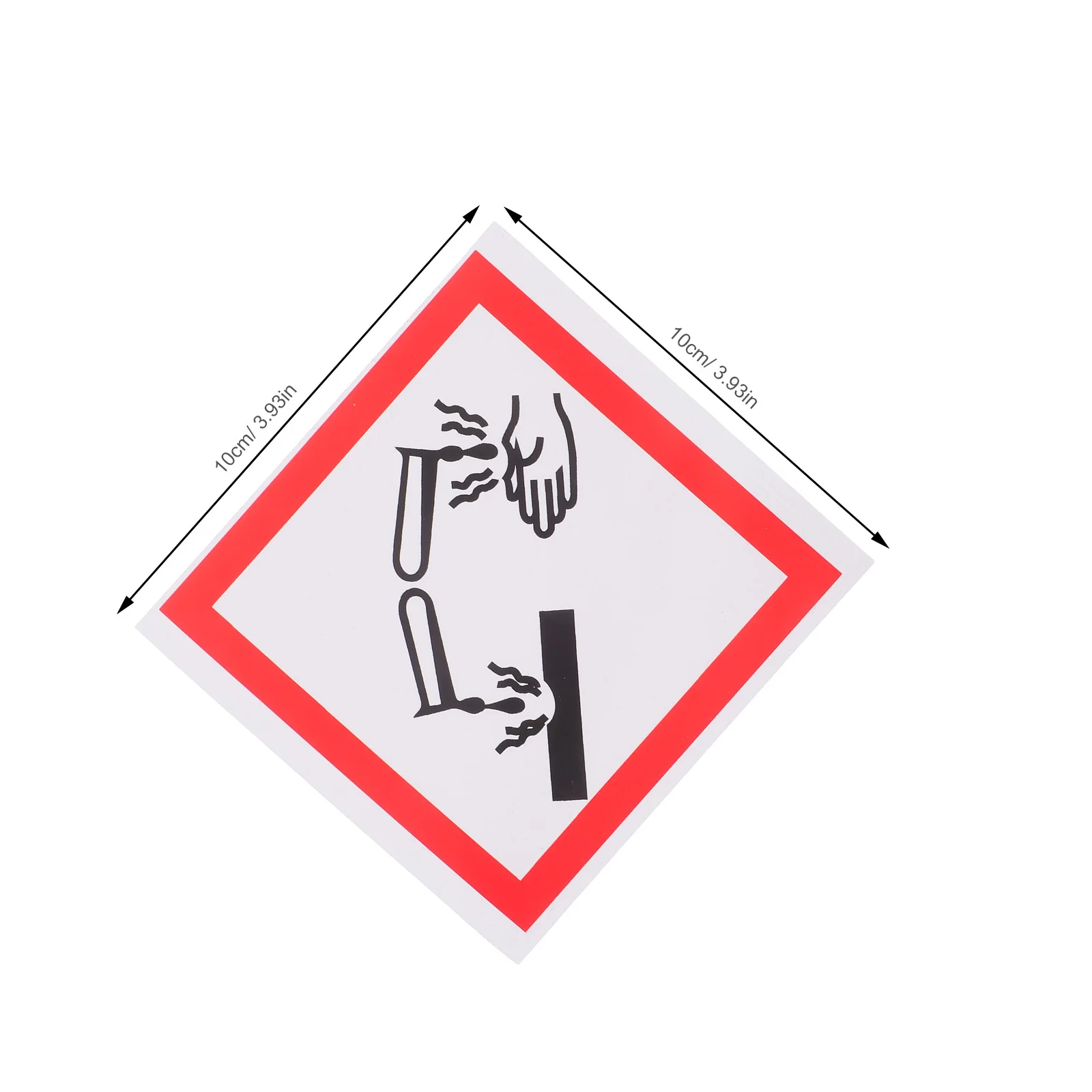 5Pcs Corrosive Material Label Sticker High Visibility Pictogram Safety Decal for Hazmat Chemical Identification Industrial Use