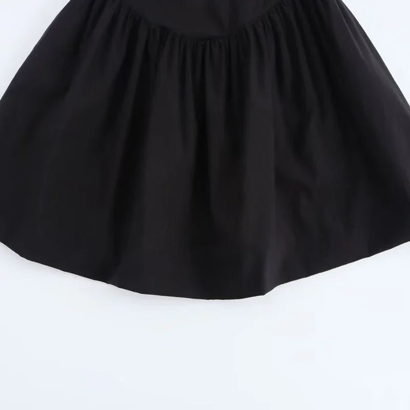 Traf plissado vestidos curtos das mulheres vestidos mini balão manga longa vestidos vestido feminino preto gola quadrada vestido casual