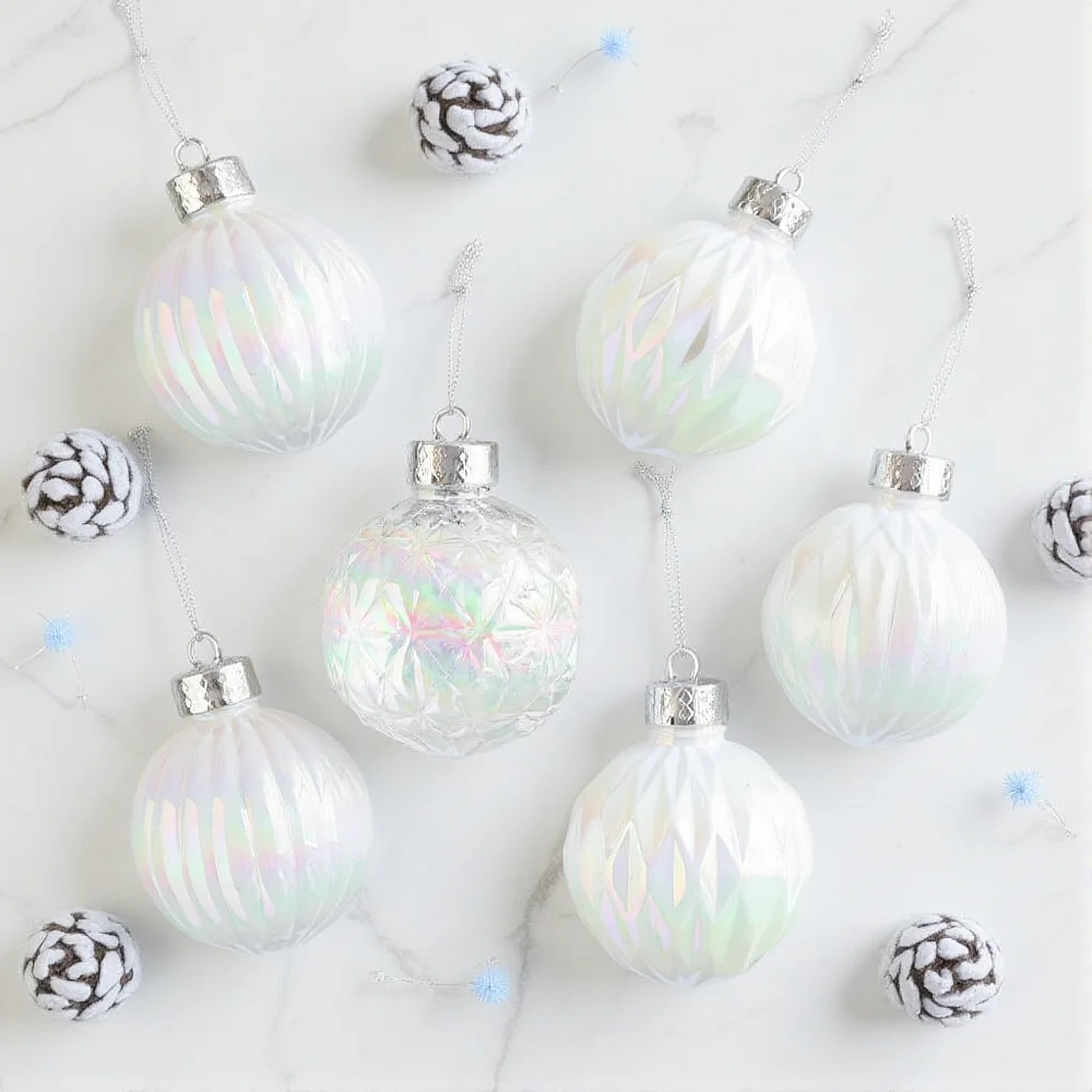 3pcs/box 8cm Christmas Decorations Ball Colorful Transparent Ball Xmas Tree Hanging Pendant Home Navidad New Year Ornaments Gift