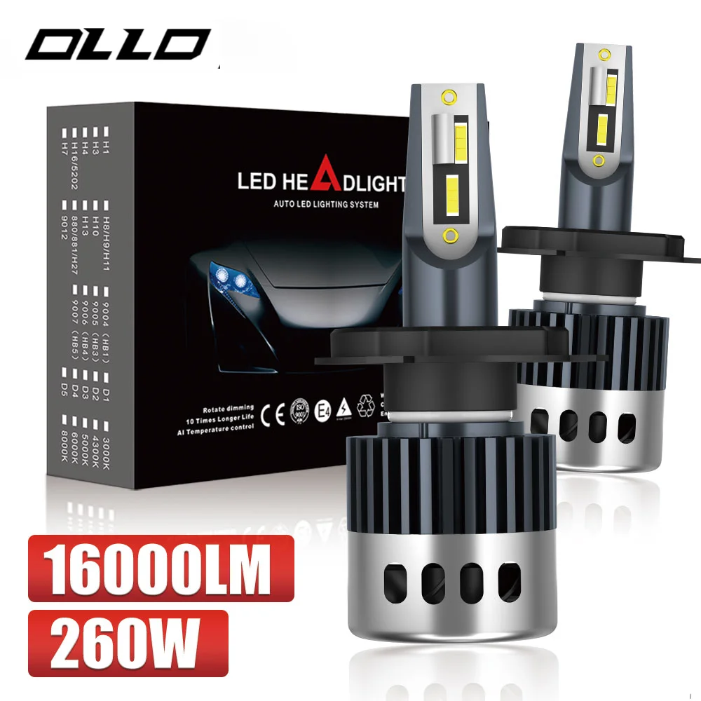 

OLLO P10 Car Led Light H1 H3 H4 9005 H7 H11 LED Headlight for Car 260W High power 16000LM 1860 Chips Car Headlight Bulbs