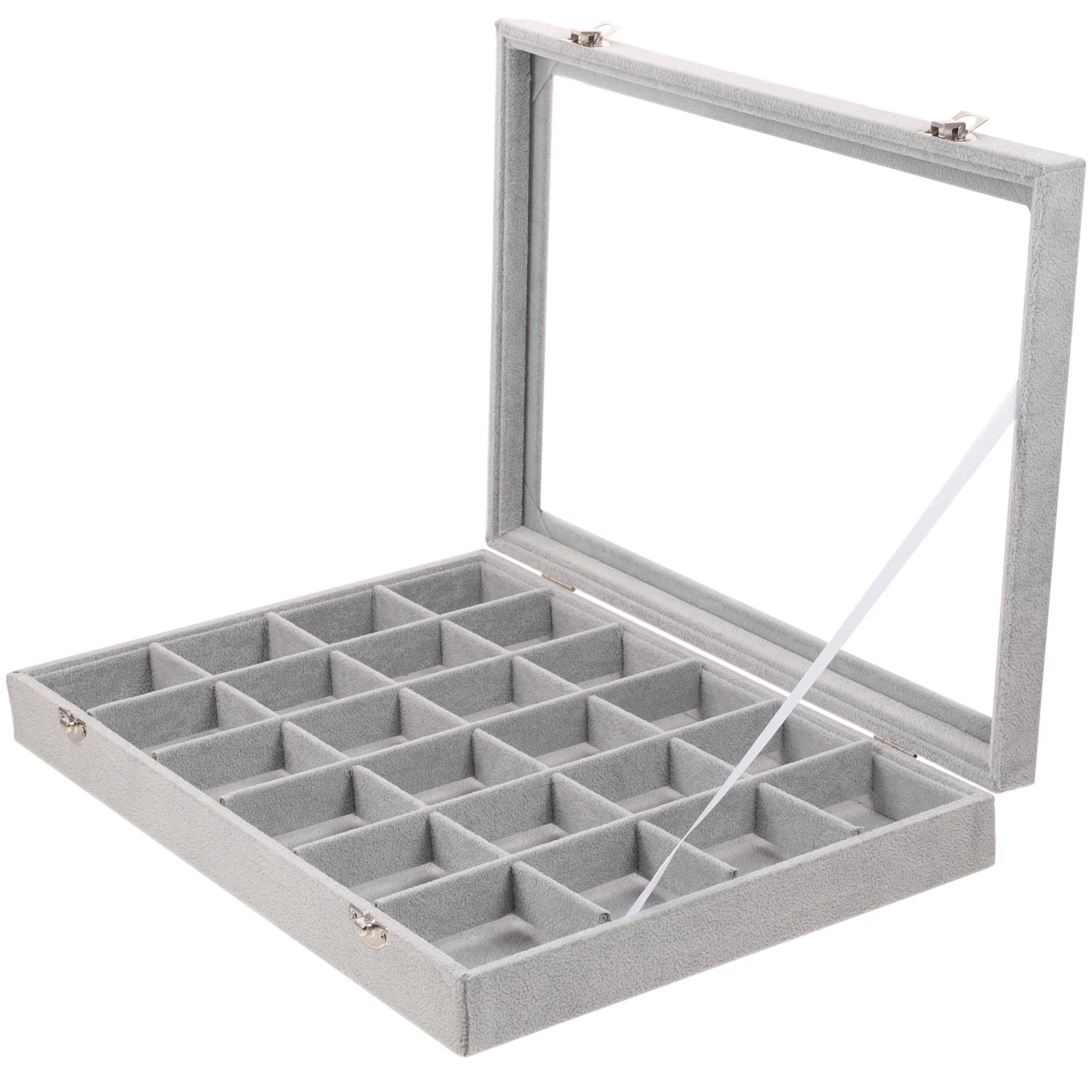 

24 Grid Detachable Jewelry Box Organizer Clear Lid Storage Case For Earrings Necklaces Rings Bracelets Desktop