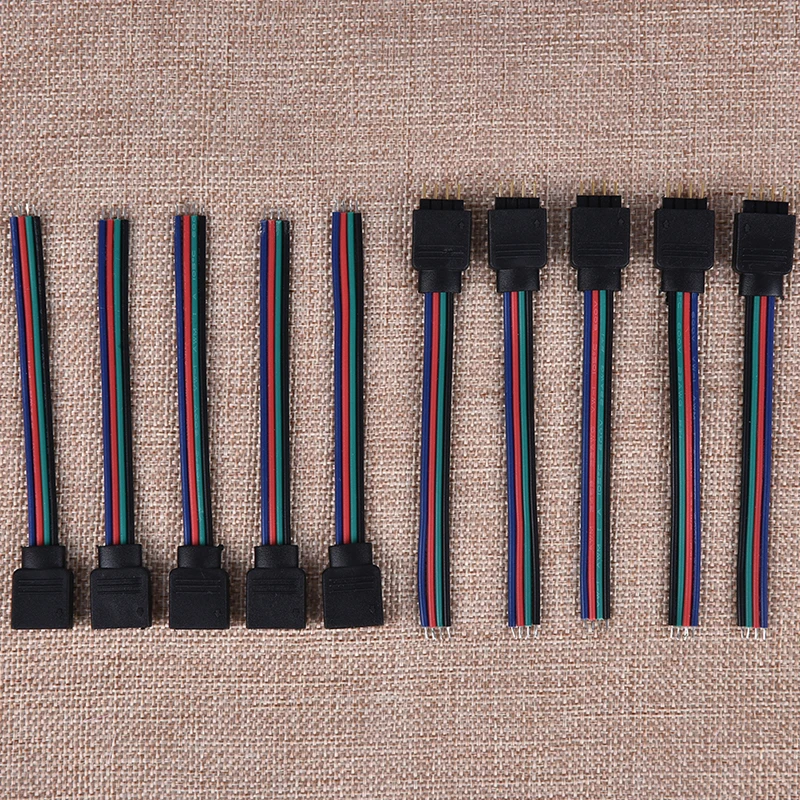 10Pcs 4Pin Male + Female Connector Cable Wire for 3528 5050 LED Strip Light