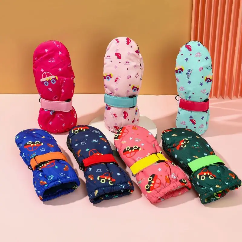 

Winter Kids Ski Gloves Baby Warm-Keeping Cartoon Girls Gloves Boys Waterproof Outdoor Sports Gloves 2-5Y