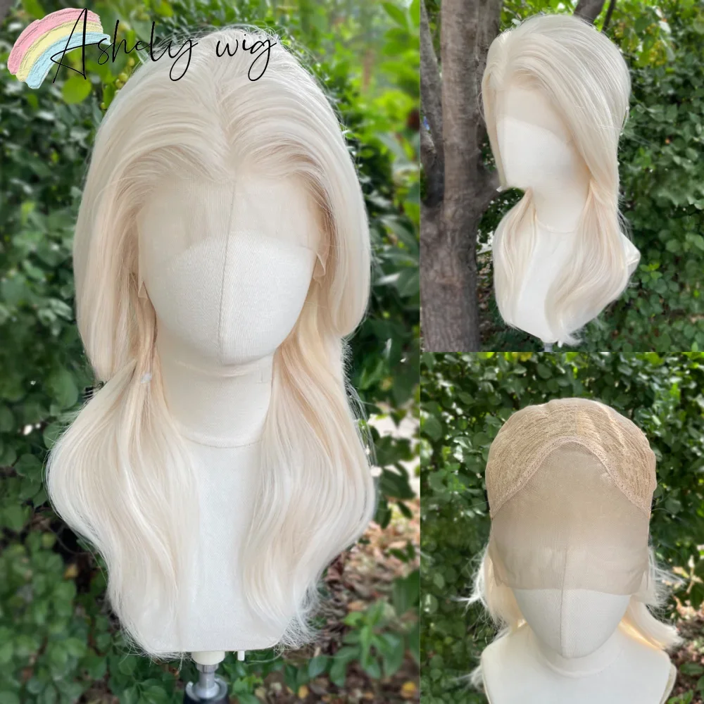 

Blonde Wig Short 13x4 Straight Lace Front Wig White Synthetic Lace Front Wig Men's halloween costume Glueless Wigs for Cosplay