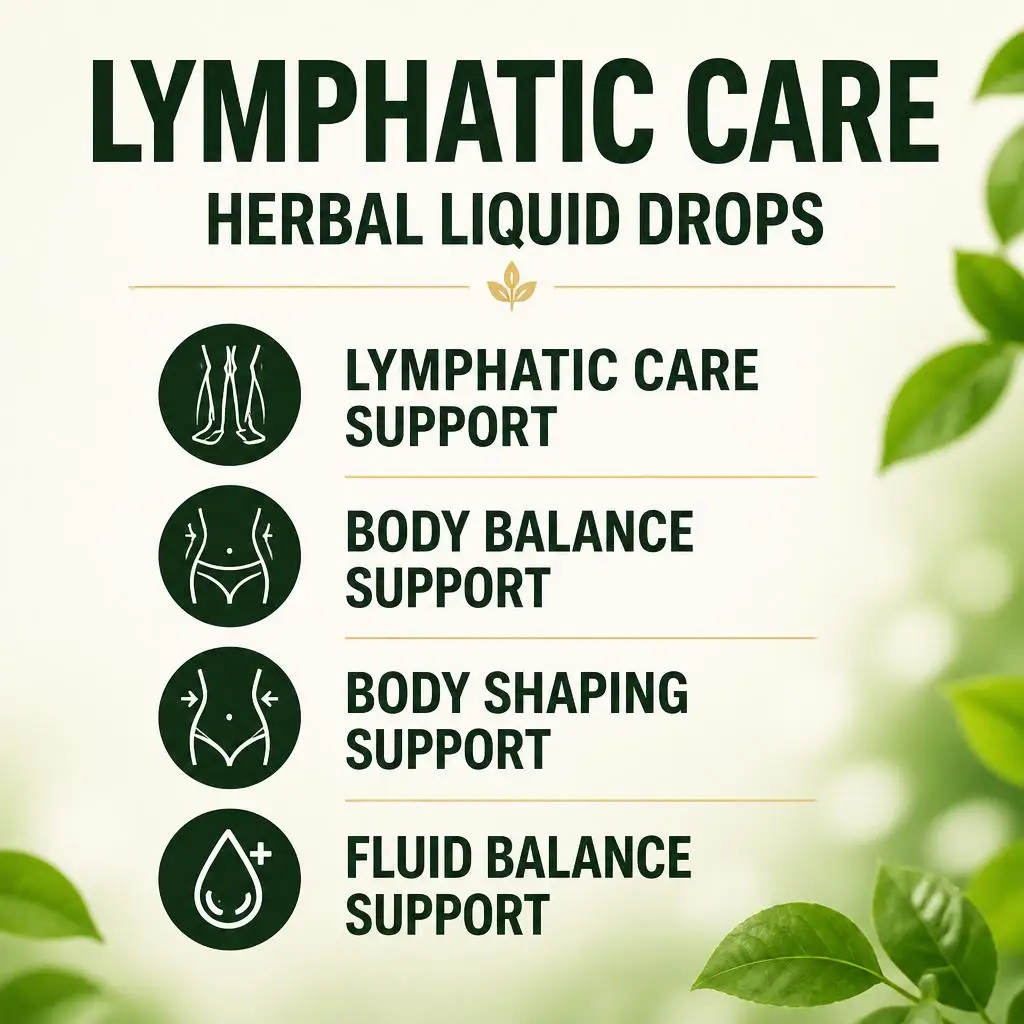 Lymphatic Care Herbal Drops, Natural Fluid Balance Support for Internal Detoxification, Immune Support & Lymphatic Defense 60 ML