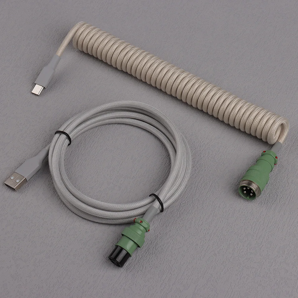 LANO-fundas dobles para teclado mecánico, Cable de aviador con acabado colorido, tipo C, textura de Metal, enrollado, Usb C, PET, GX16