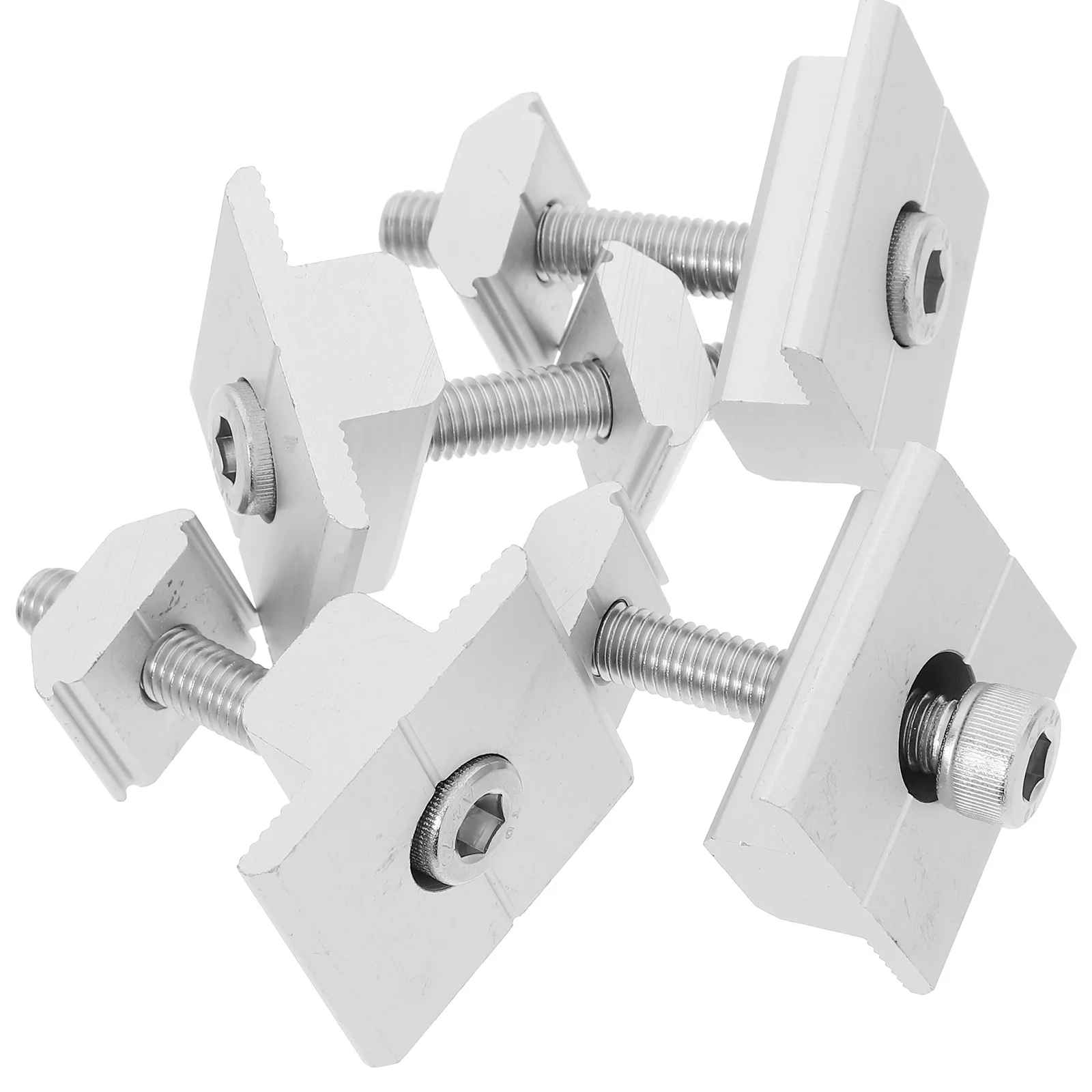 

4pcs Solar Panel Mid Clamps Aluminum Alloy Heavy Duty Mounting Hardware T-Shaped Clips For Roof Ground Rv Solar Installation