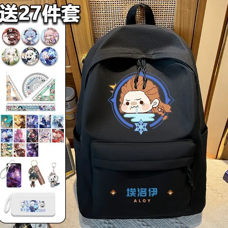 Anime Cute Genshin Impact Student Backpack For Girls, Elementary School  Large Capacity Backpack, Hu Tao, Klee, Paimon Double