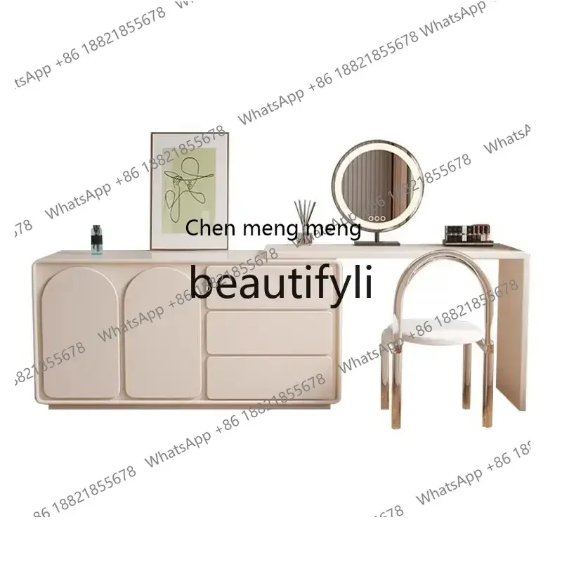 D178  Cream wind bedside dresser chest cabinet integrated bedroom TV cabinet makeup table