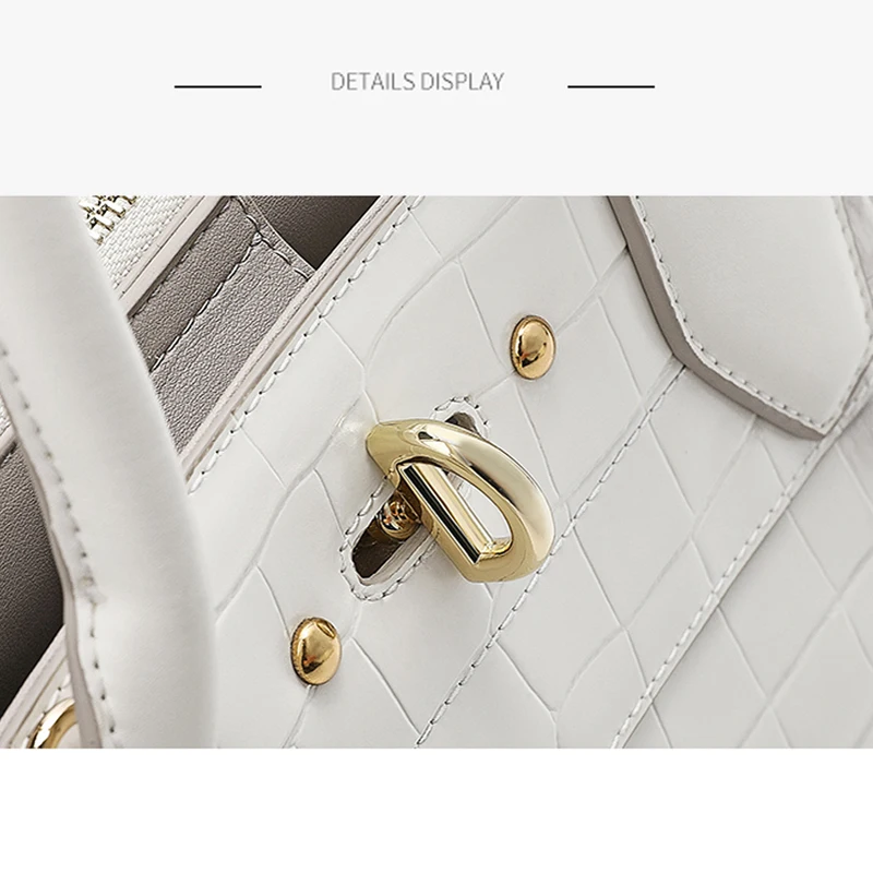 Luxury bag Genuine Leather women's bag Crocodile pattern famous brand designer handbag real leather Female bag beige