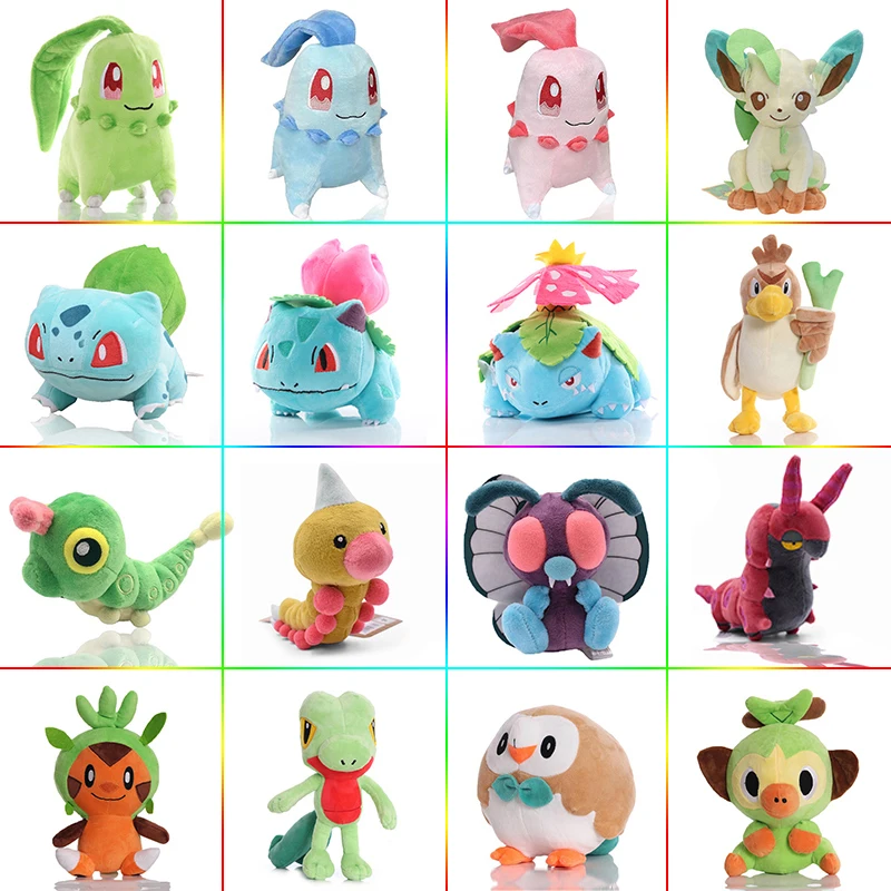 Pokémon Caterpie Farfetch'd Weedle Chikorita Bulbasaur Plush Toys 20cm Japan Anime Treecko Chespin Leafeon Doll Kids Xmas Gifts