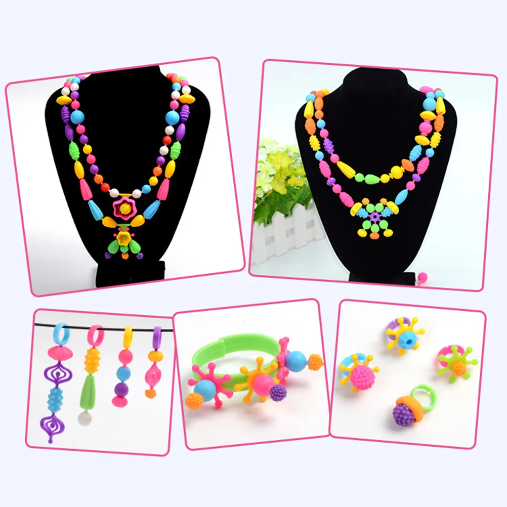 1 caja de cuentas de plástico Diy para Kit de formas variadas coloridas, conjunto de joyería hecha a mano para niños, fiesta educativa creativa